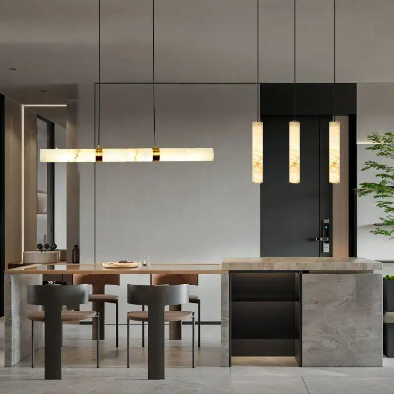 Modern white alabaster led marble hanging lamps for dining room