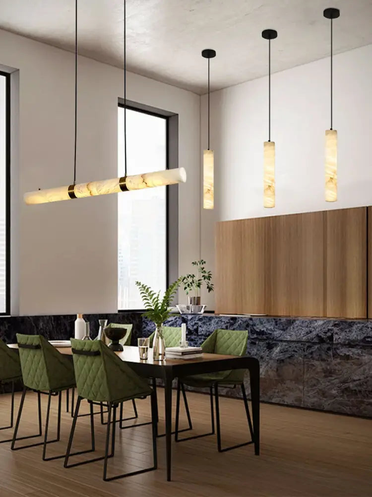 Modern white alabaster led marble hanging lamps for dining room
