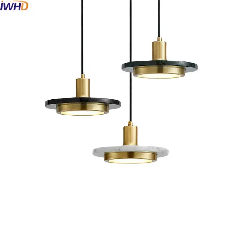 Modern black & white marble led pendant lamp for dining room