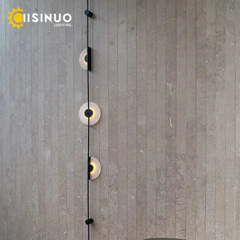Minimalist black metal led marble wall lights living room sconces