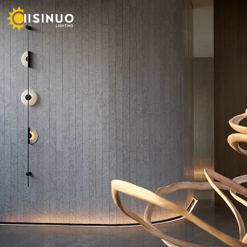 Minimalist black metal led marble wall lights living room sconces