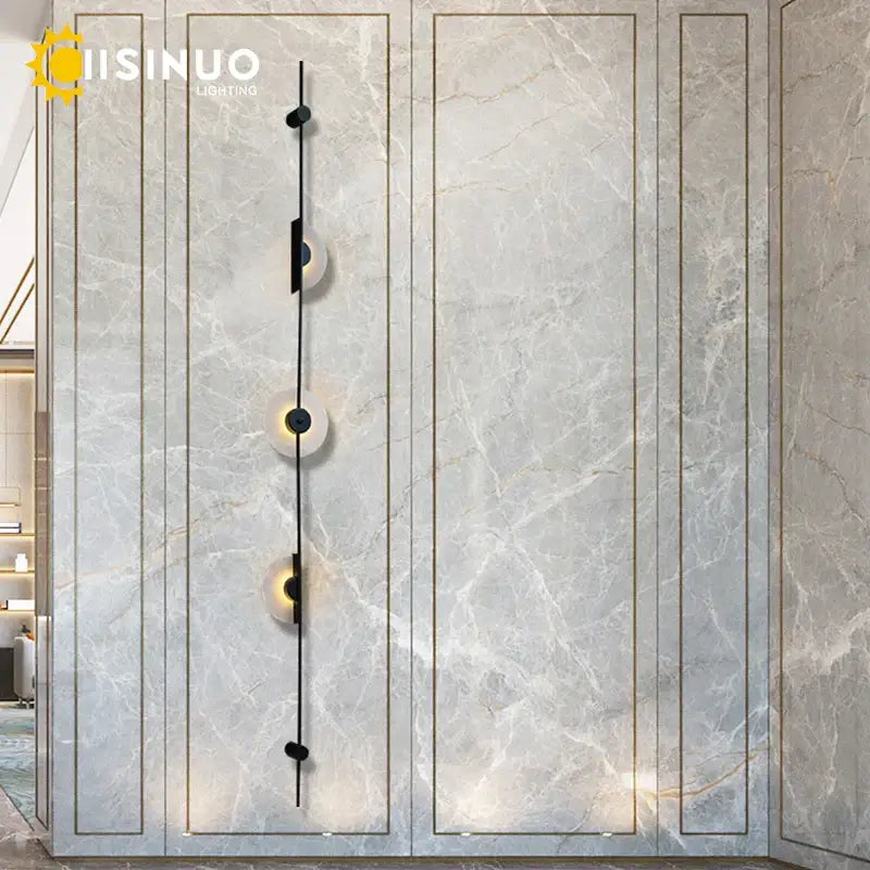 Minimalist black metal led marble wall lights living room sconces