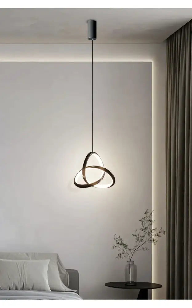 Modern black led minimalist pendant light – living room ring chandelier