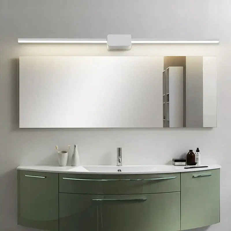Modern minimalist sage green led mirror wall sconces for bathroom
