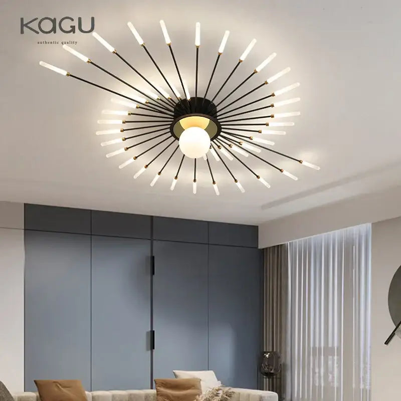 Modern black & gold starburst ceiling lights for living room
