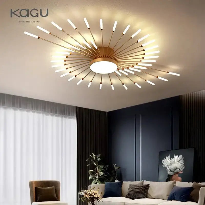 Modern black & gold starburst ceiling lights for living room