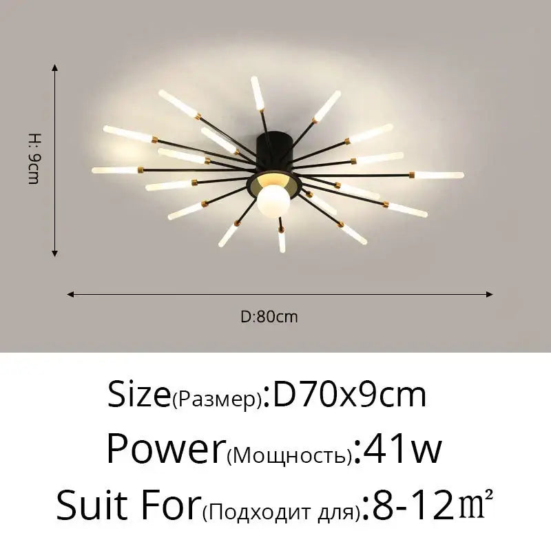 Modern black & gold starburst ceiling lights for living room