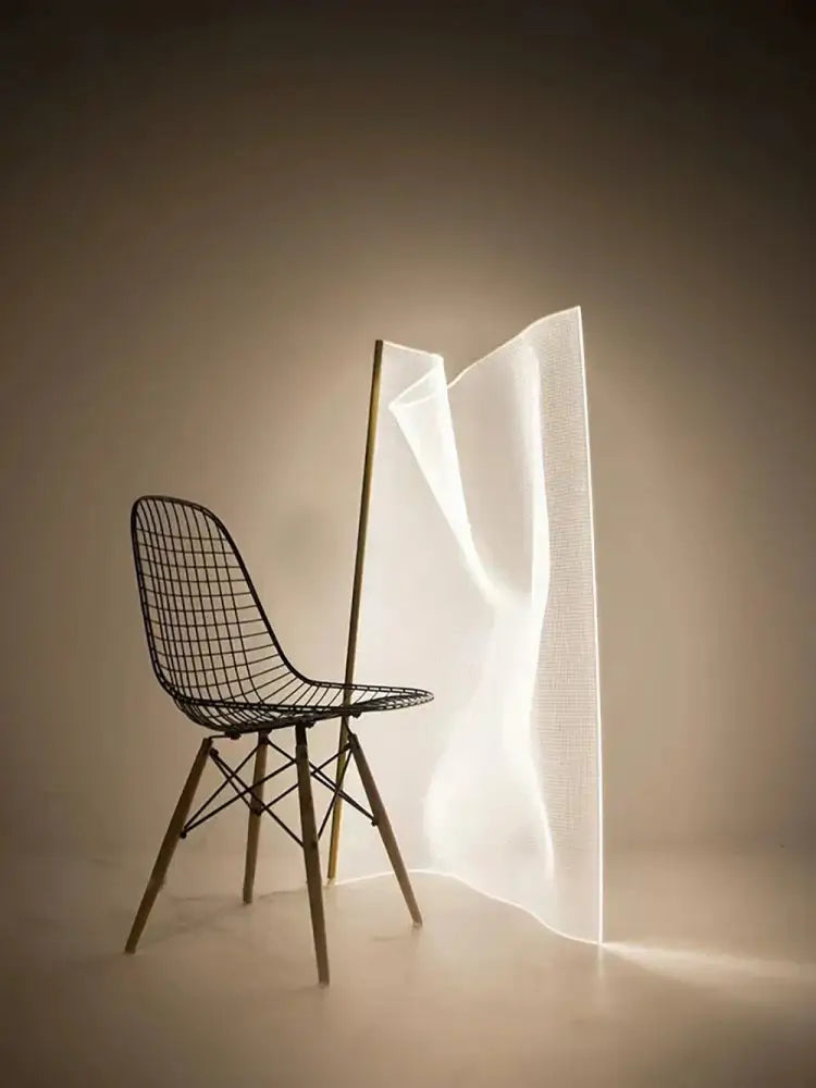 Modern gold floor lamp with white fabric diffuser living room light