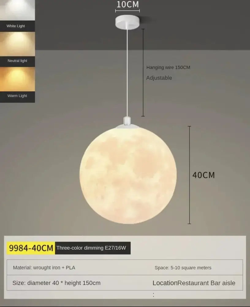 Modern led moon planet ceiling chandelier for bedroom lighting