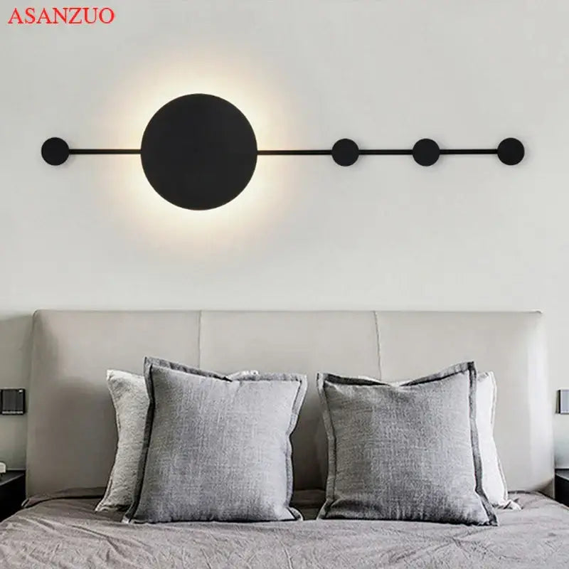 Minimalist black led moon wall lamp bedroom sconce light