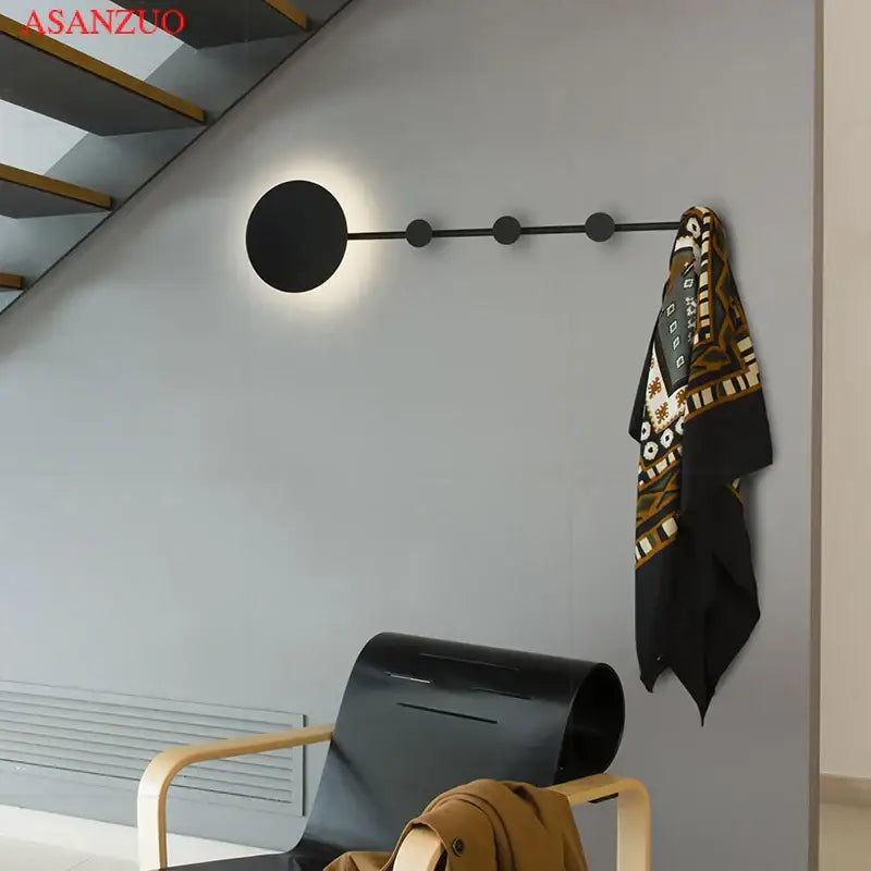 Minimalist black led moon wall lamp bedroom sconce light