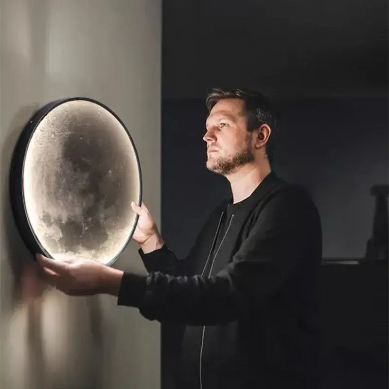 Modern textured led moon wall lamp for bedroom decor
