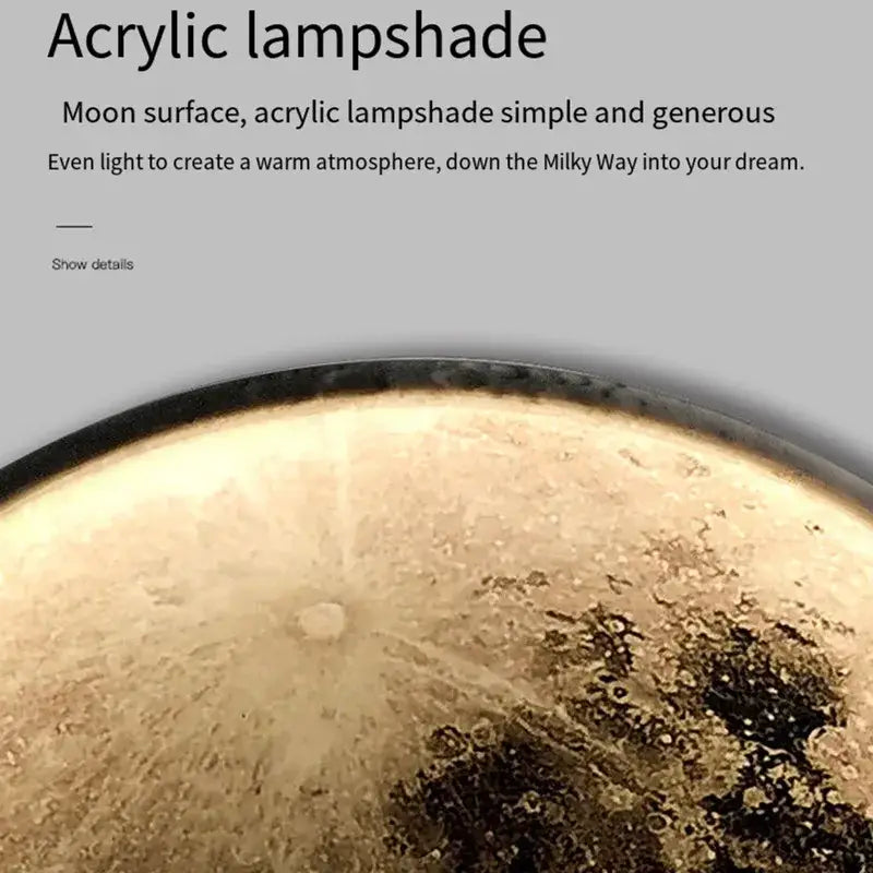 Modern black led moon wall lamp bedroom decor