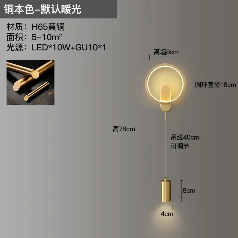 Modern gold led moon wall lamp bedroom ambient sconce