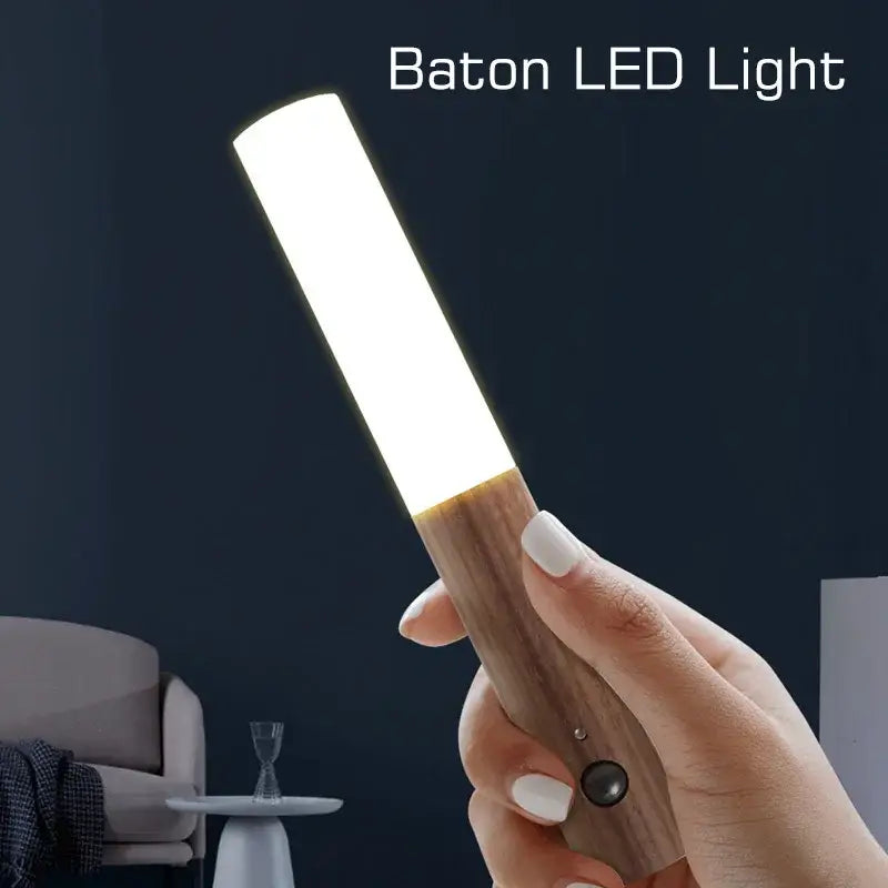 Wooden led motion sensor night light for bedroom wall sconce
