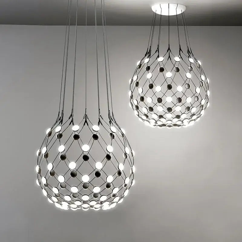 Minimalist black led net pocket pendant light for living room