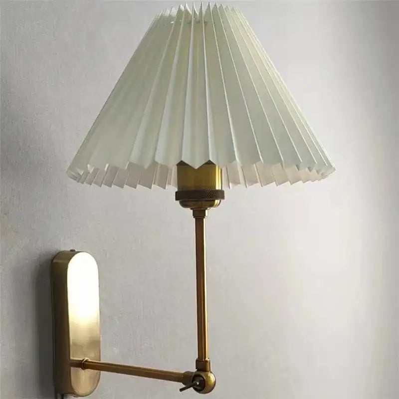 Origami wall lamp cream pleated led sconce for bedroom living room