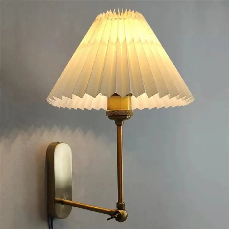 Origami wall lamp cream pleated led sconce for bedroom living room