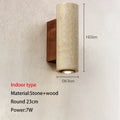 Wabi-sabi stone and wood outdoor wall lamp garden sconce