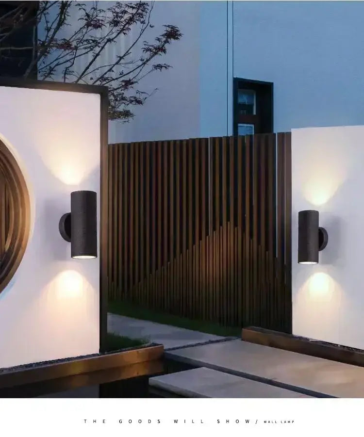 Modern black cylindrical outdoor wall lamp porch sconce