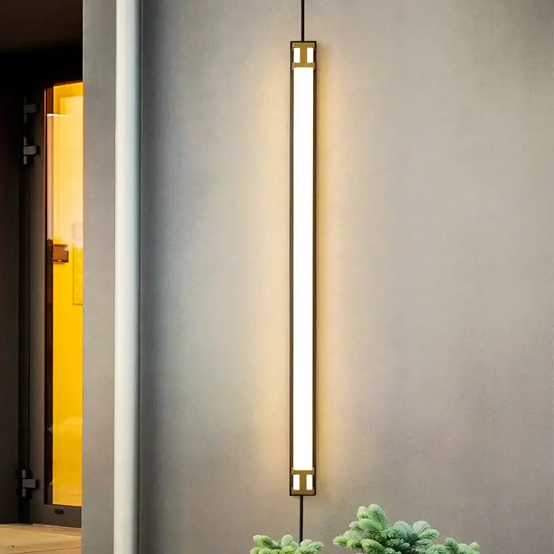 Modern black & gold led outdoor wall lamp garden sconce