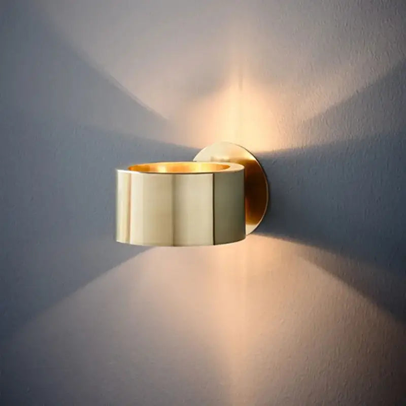 Modern brass cylindrical led outdoor wall light garden sconce
