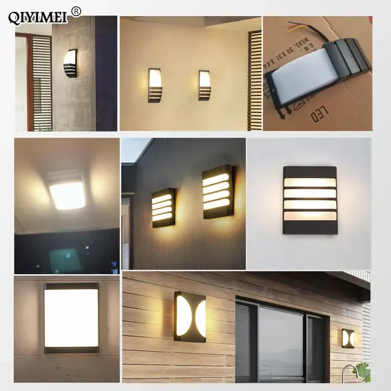 Modern geometric black led outdoor wall sconce garden light