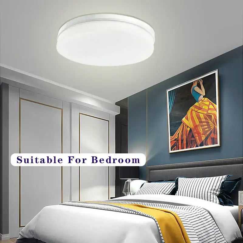 Minimalist white circular and square panel ceiling light bedroom
