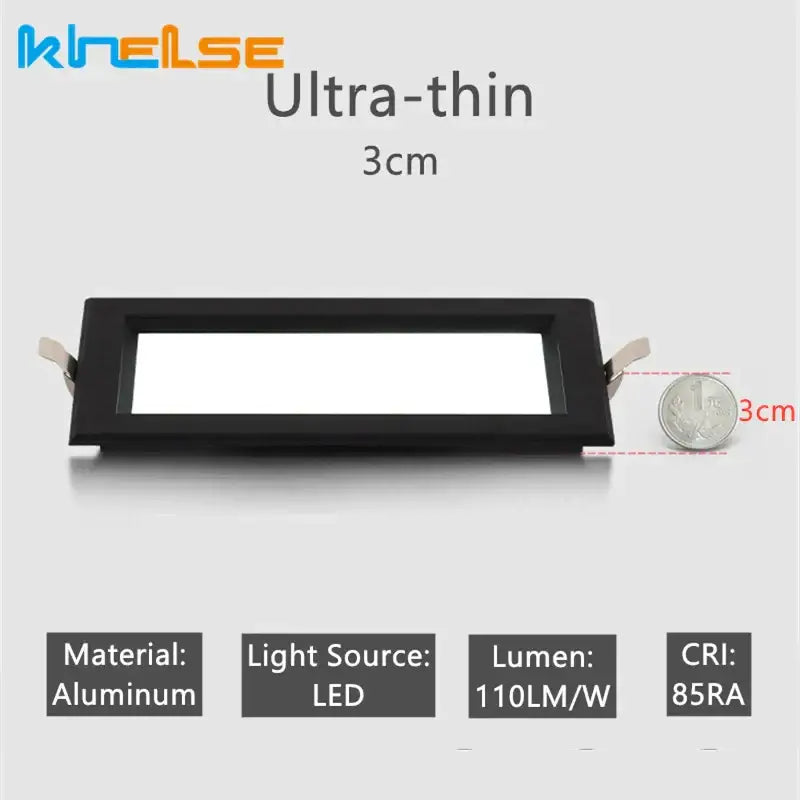 Modern rectangular white & black led panel lamp bathroom downlight