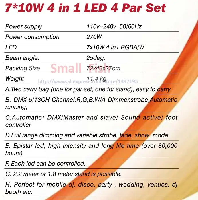 Decorbites led par kit rgbw slim flat stage lights with stand and pedal