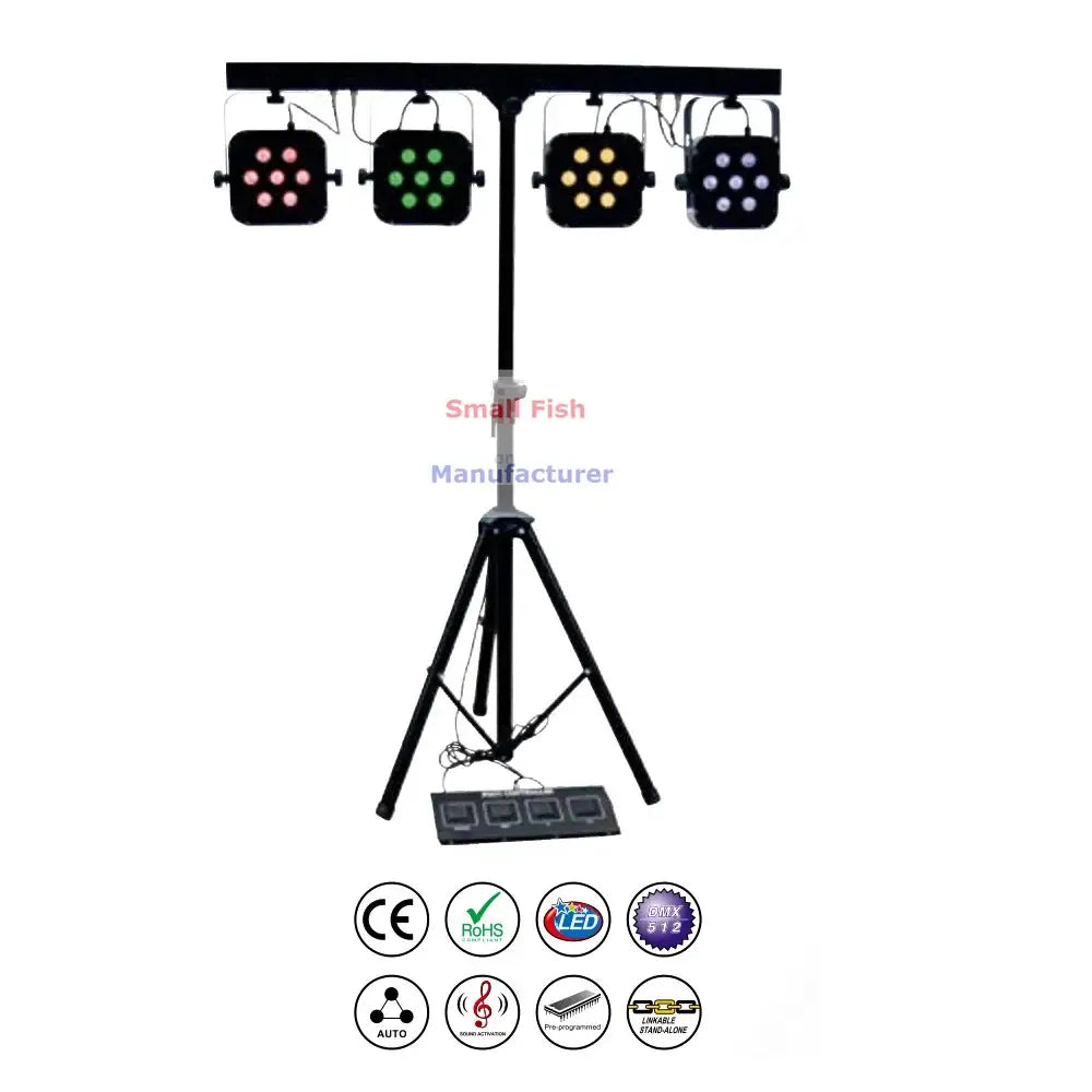 Decorbites led par kit rgbw slim flat stage lights with stand and pedal