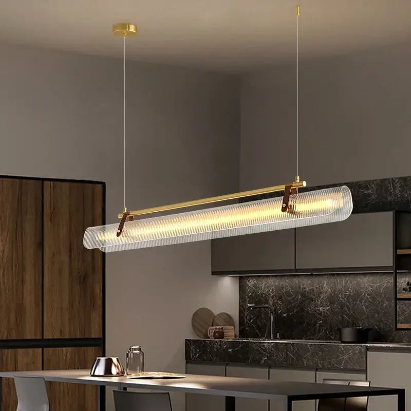 Modern brass textured glass led pendant lamp for dining room