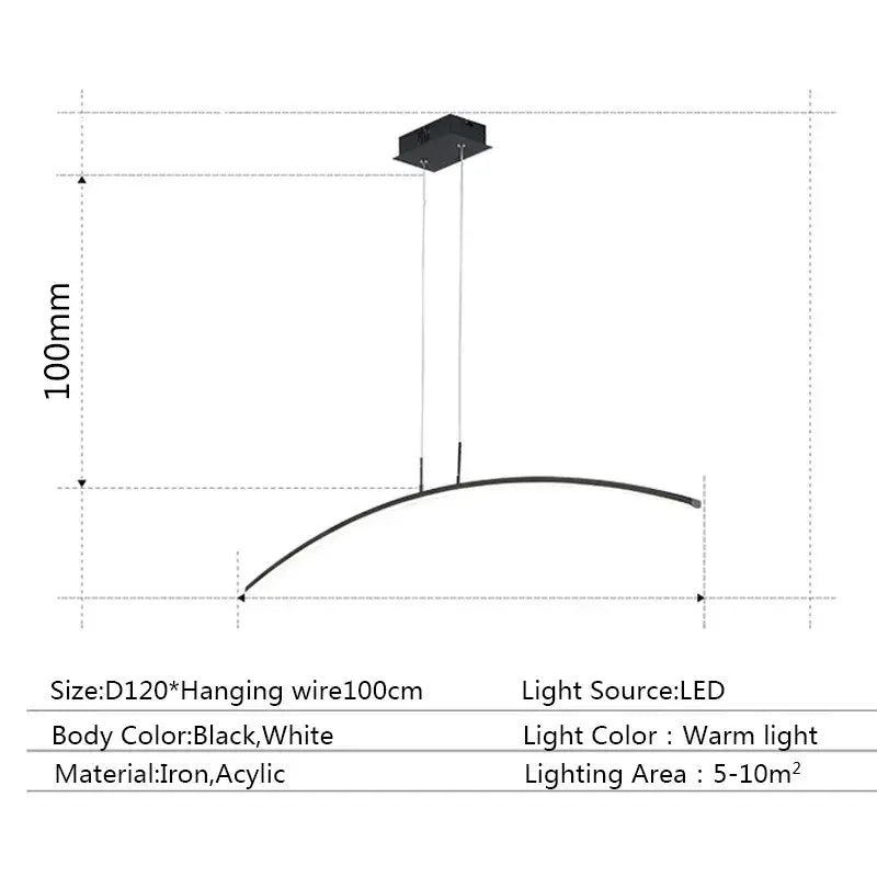 Modern minimalist black led pendant lamp for kitchen and office