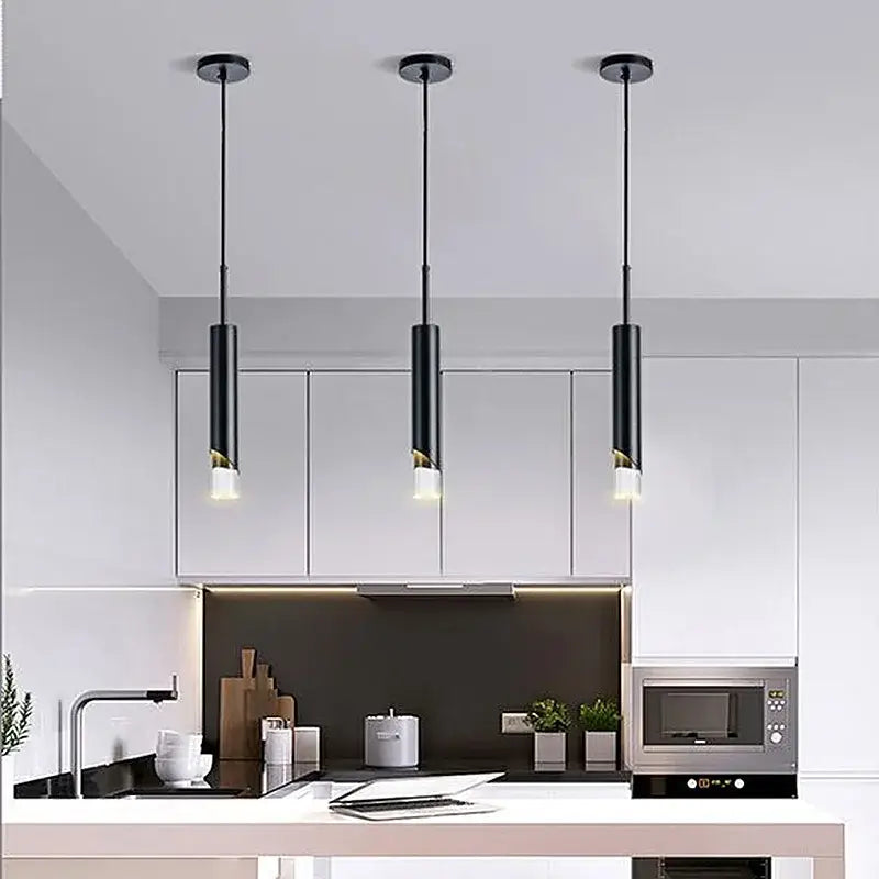 Modern black & gold led pendant lamps kitchen chandelier