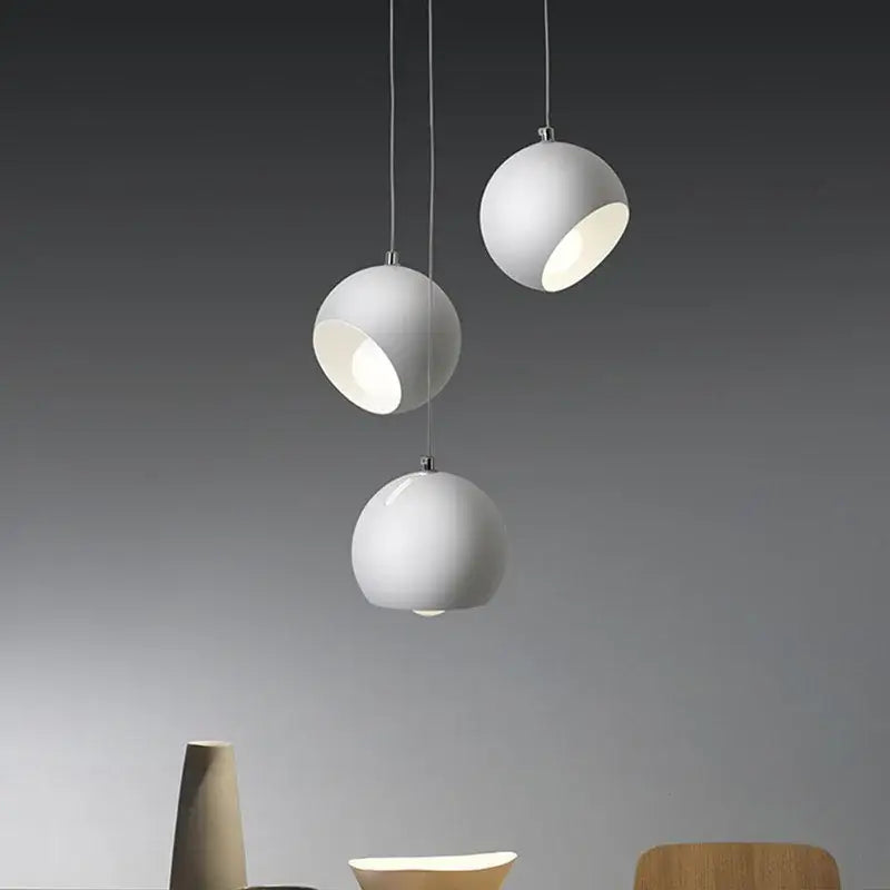 Minimalist matte white led pendant light dining room set