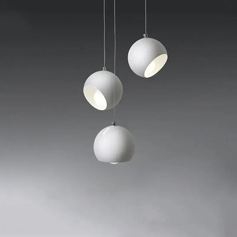 Minimalist matte white led pendant light dining room set