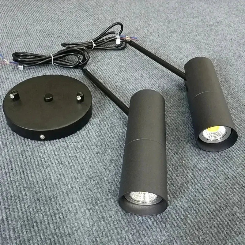 Modern black cylindrical led pendant light bedroom spotlight