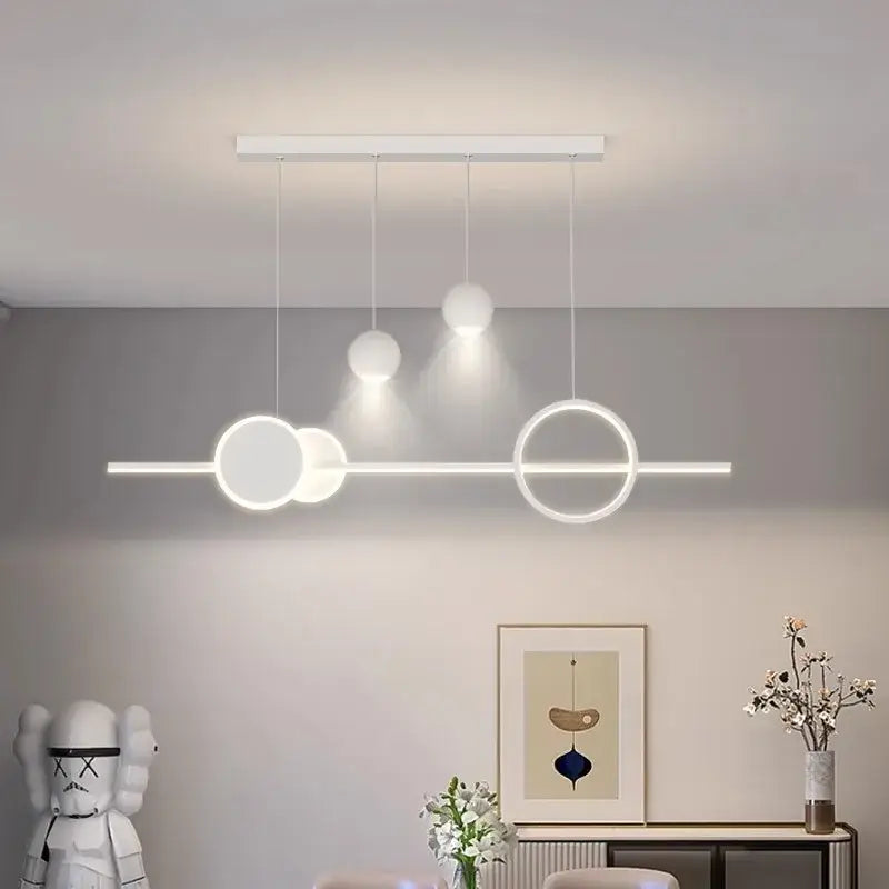 Modern black & gold geometric led pendant light for dining room