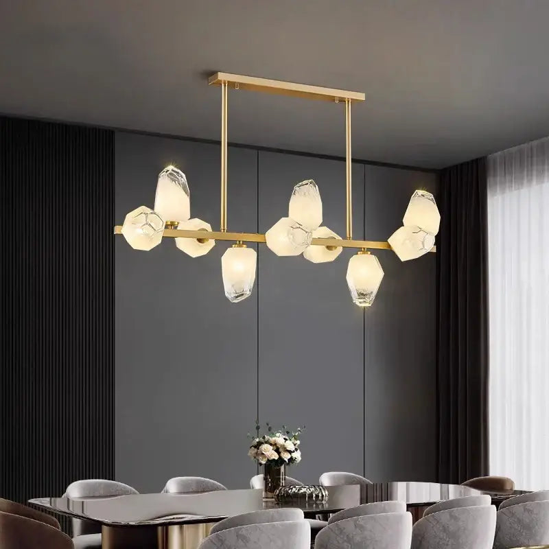 Modern geometric gold led pendant light dining room chandelier