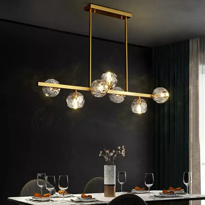 Modern gold crystal globe led pendant light dining room