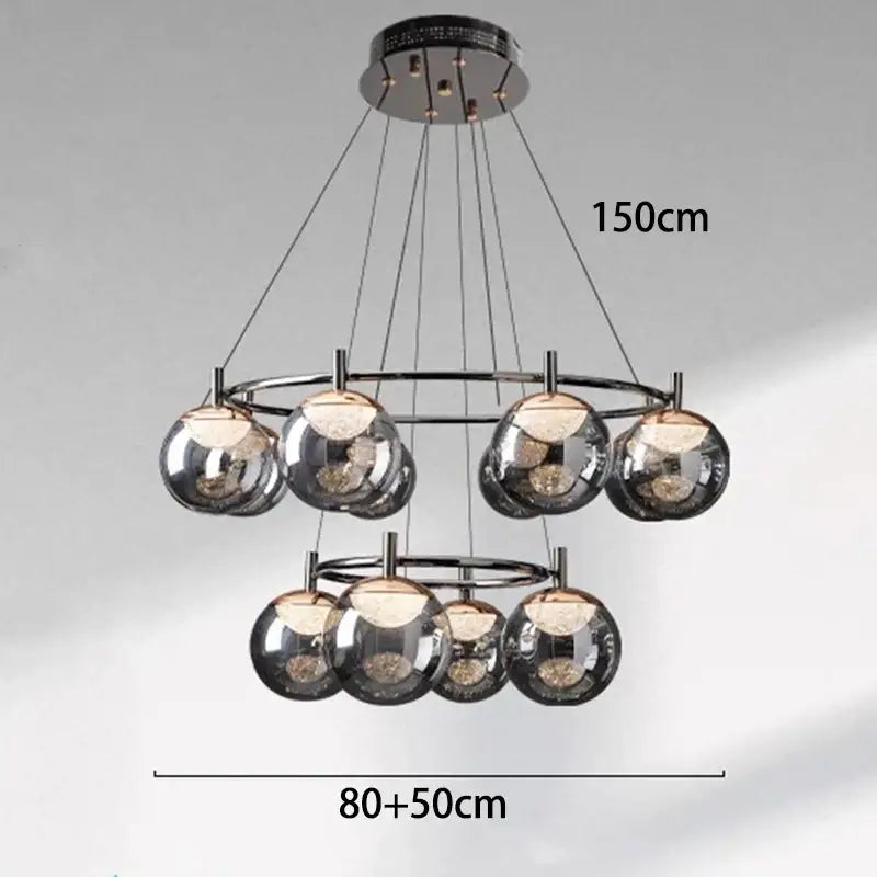 Modern black metal led pendant light chandelier dining room