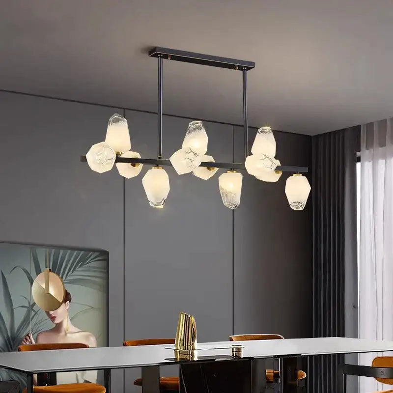 Modern geometric gold led pendant light dining room chandelier