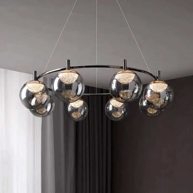 Modern black metal led pendant light chandelier dining room