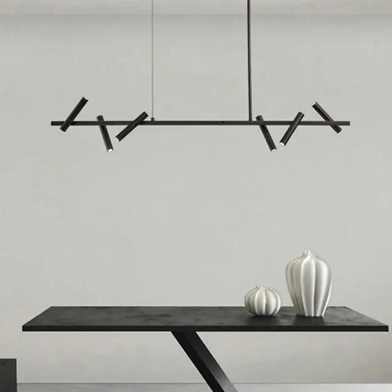 Modern black minimalist led pendant light dining room adjustable