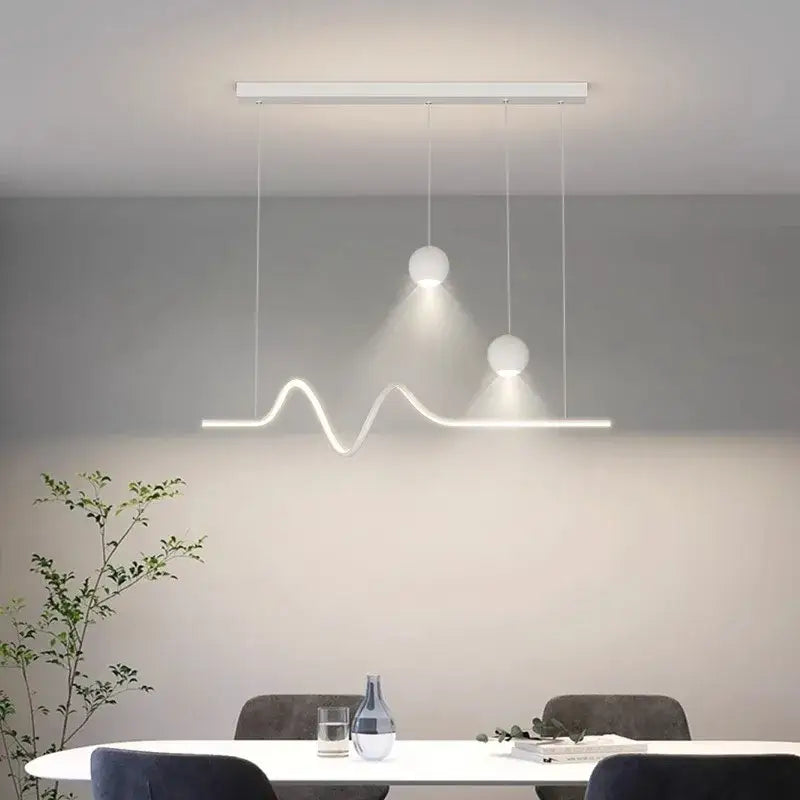 Modern black & gold geometric led pendant light for dining room