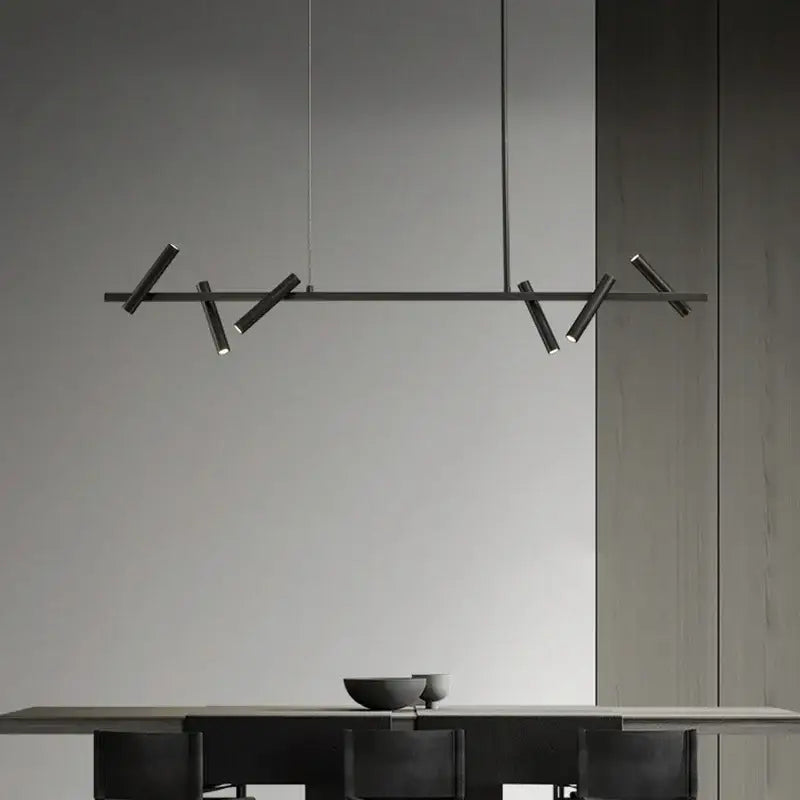 Modern black minimalist led pendant light dining room adjustable