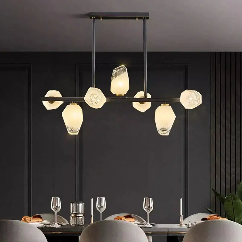 Modern geometric gold led pendant light dining room chandelier