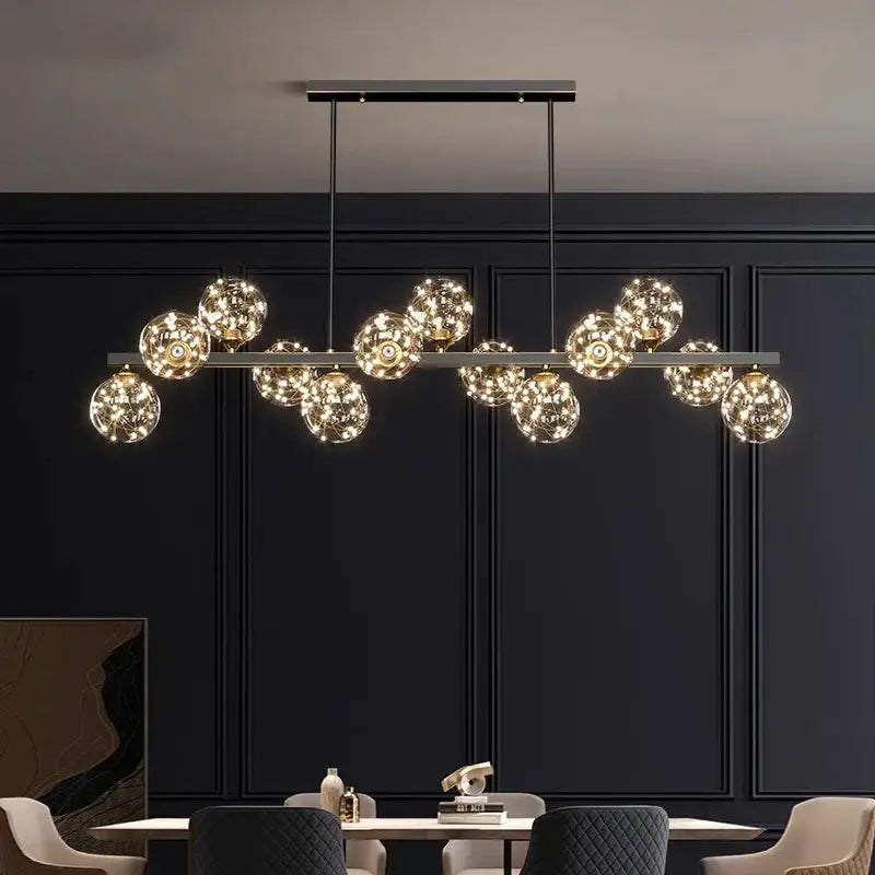 Modern black glass globe led pendant light dining room decorbites led