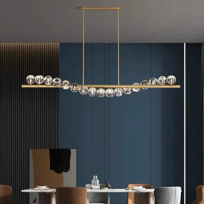 Modern gold crystal led pendant light for dining room