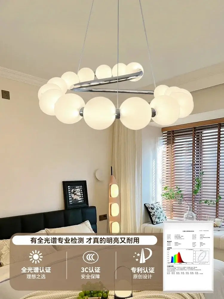 Modern chrome spherical pendant light chandeliers for dining room